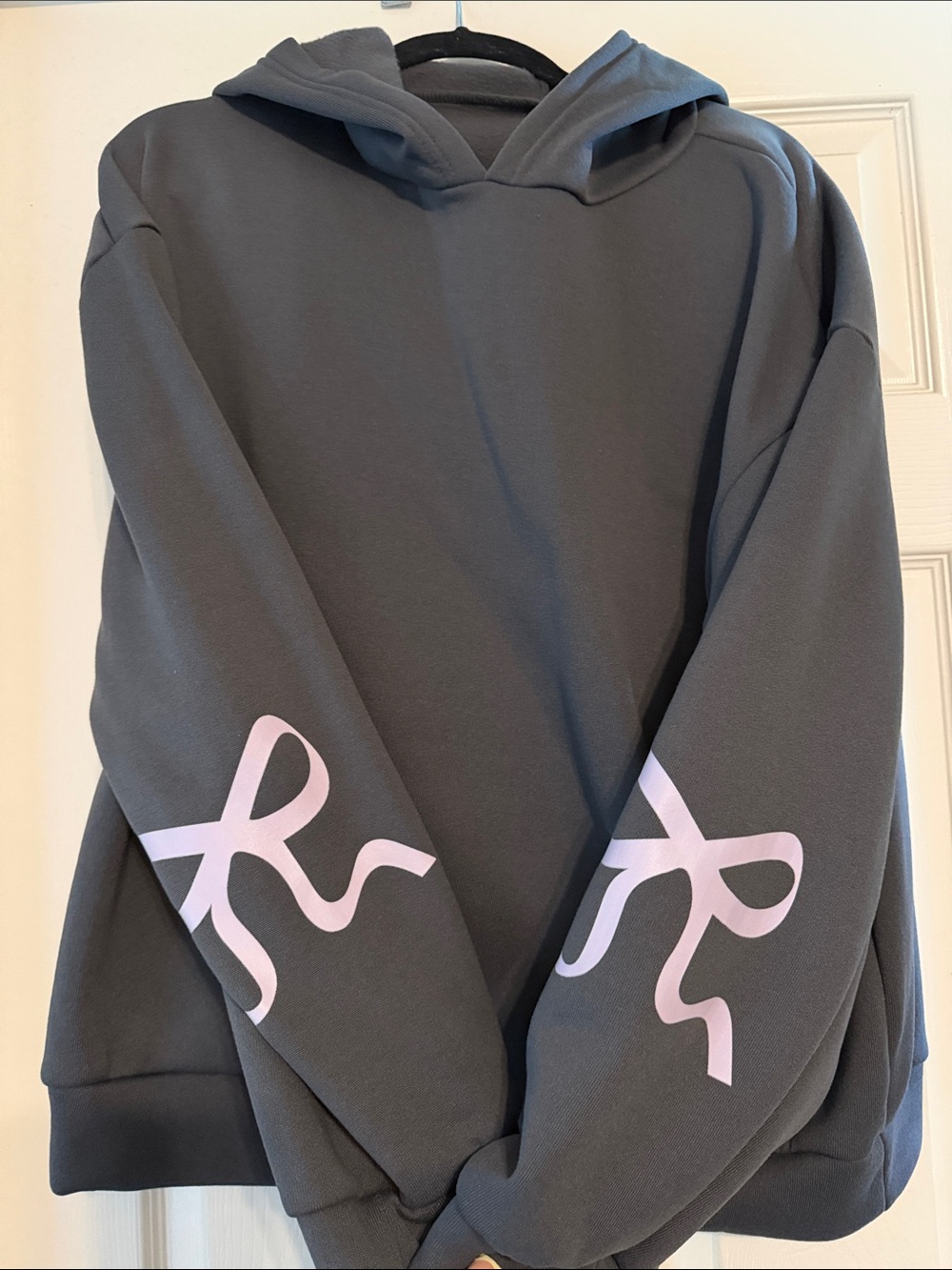 Charcoal Hoodie and bottom with Pink Ribbon Sleeve Graphics